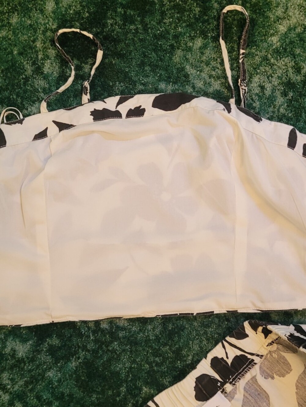 Black & White Floral Cotton Two-Piece Set - Crop Top & Maxi Skirt - Picture 8 of 8